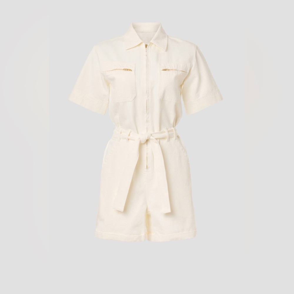 APC Combinaison Hills Romper Denim Off-White Zip Short Sleeve Sz 34 / 2 US - Picture 4 of 8